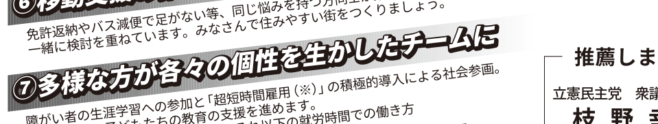 選挙公報に掲載された障がい者支援公約