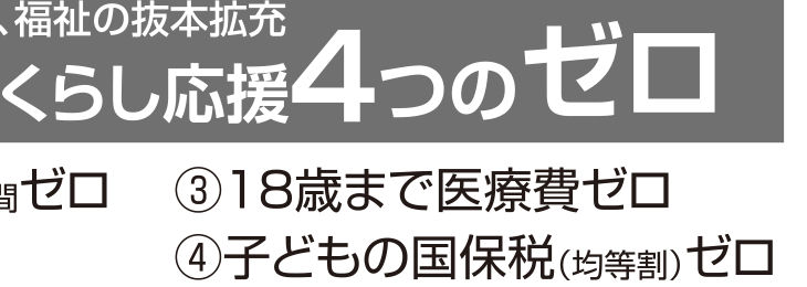 選挙公報記載の学校給食費ゼロと子育て支援公約
