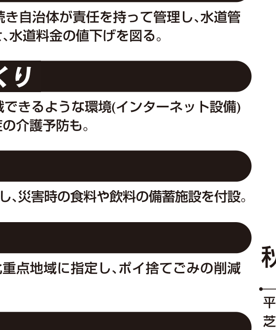 選挙公報記載の見沼たんぼ活用と教育格差解消公約